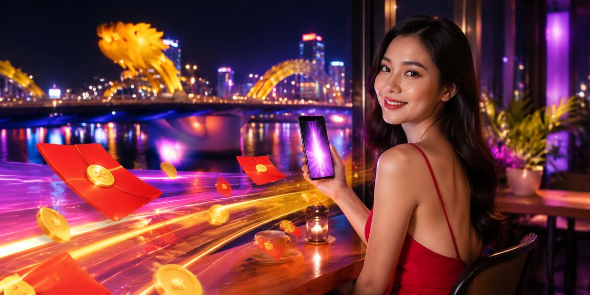 Phong bì đỏ may mắn và không khí thưởng ưu đãi tại quán cà phê Đà Nẵng mang phong cách Việt Nam